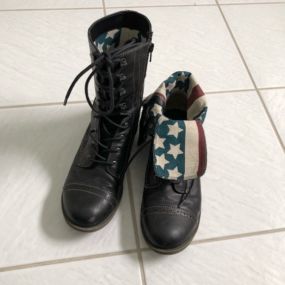 American Rag Shoes - American flag black combat boots size 9.5
